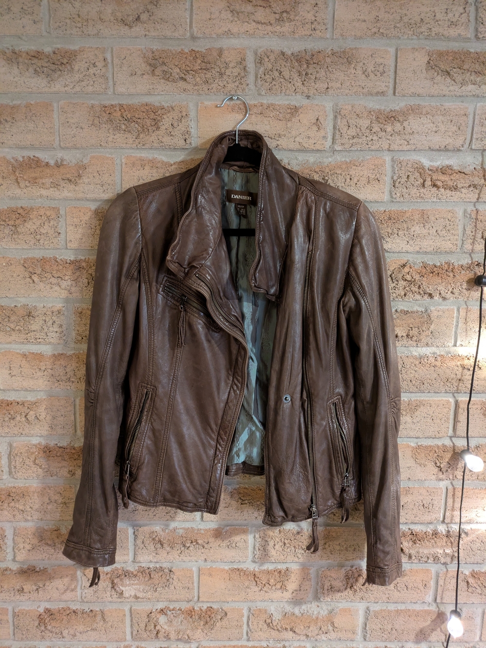 Danier Brown Leather Bomber Jacket - Women's